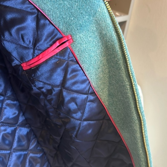 J Crew Italian Stadium Cloth 80% wool green cocoon coat size 2 - Picture 4 of 4